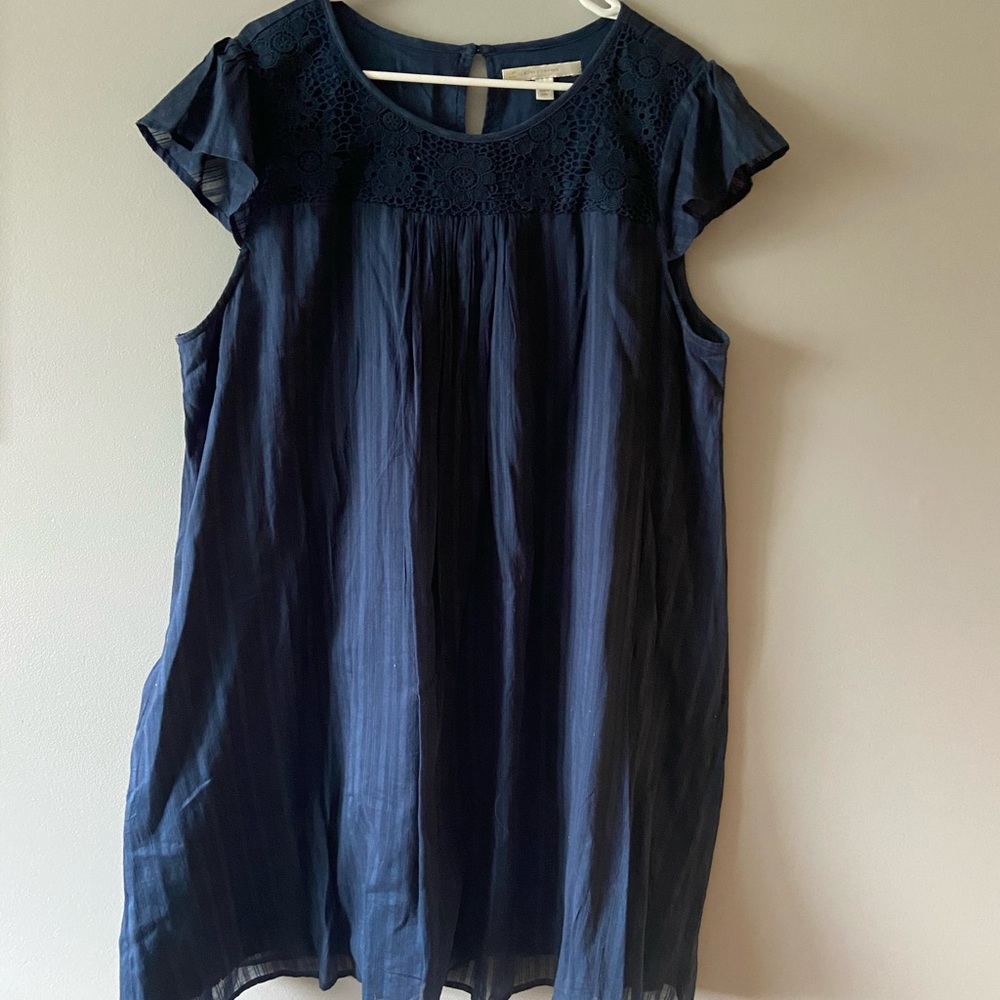 Blue ruffle sleeve dress